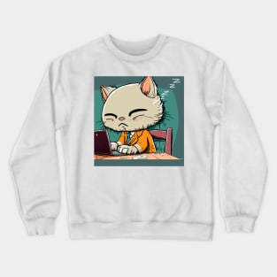 Sleepy Working Cat Crewneck Sweatshirt